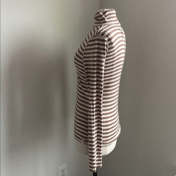 We The Free Striped Turtleneck Sweater Womens Sz Medium Brown Cream - Picture 4 of 7